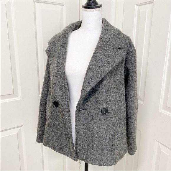 Pink Martini Gray Peacoat Wool Blend Jacket coat L - Picture 2 of 7